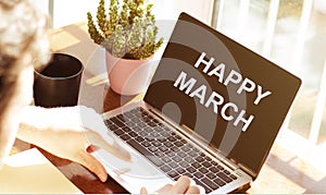 HAPPY MARCHÃÂ  Social Media Social Networking Technology Innovation Concept photo